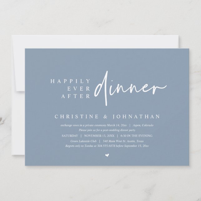 Invitación Boda Elopement, feliz por siempre después de cenar (Anverso)