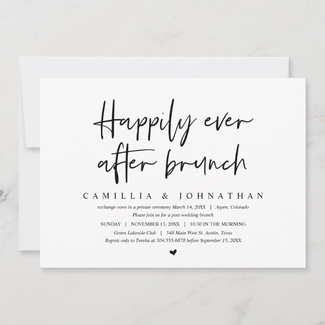 Invitación Boda Elopement, felizmente desde el brunch (Anverso)