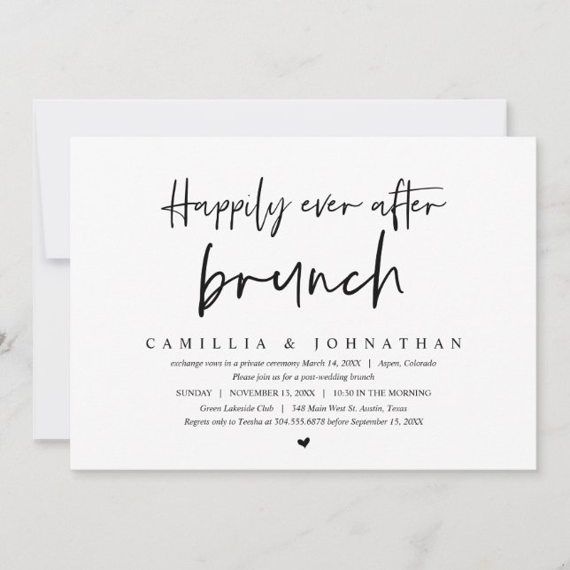 Invitación Boda Elopement, felizmente desde el brunch Invit (Anverso)