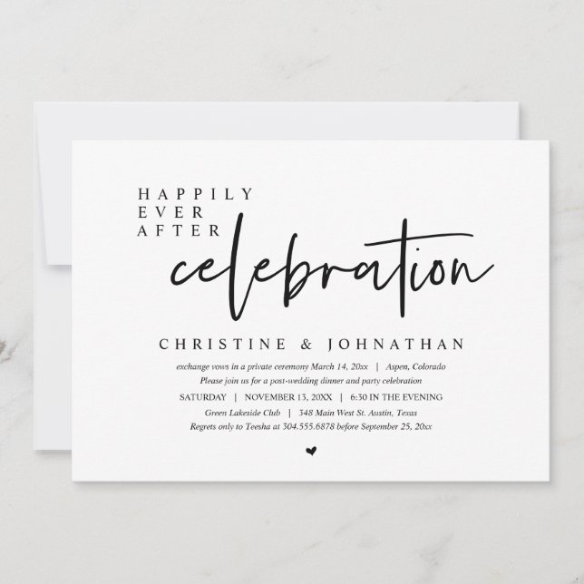 Invitación Boda Elopement, felizmente después de la celebraci (Anverso)