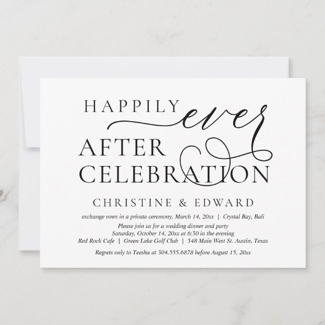 Invitación Boda Elopement, felizmente después de la celebraci (Anverso)