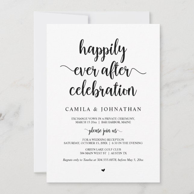 Invitación Boda Elopement, felizmente después de la celebraci (Anverso)