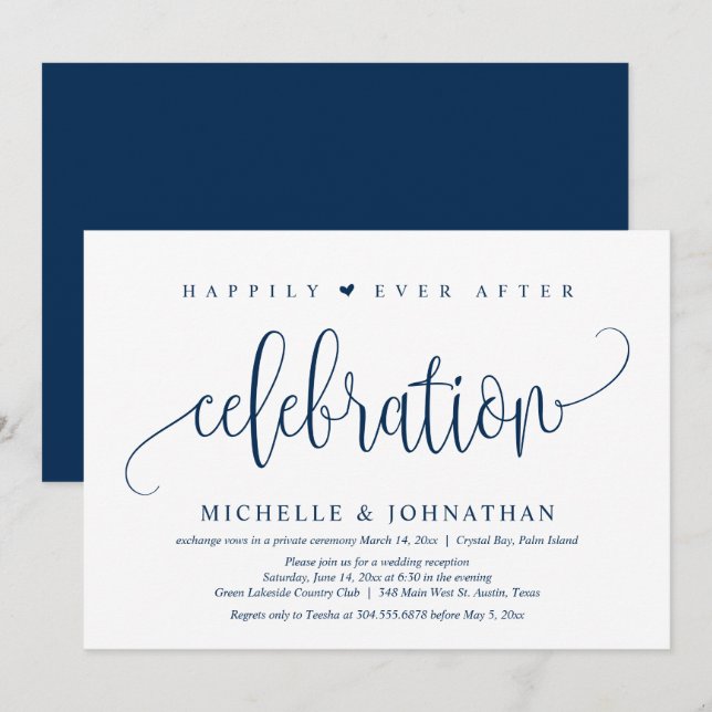 Invitación Boda Elopement, felizmente después de la celebraci (Anverso / Reverso)