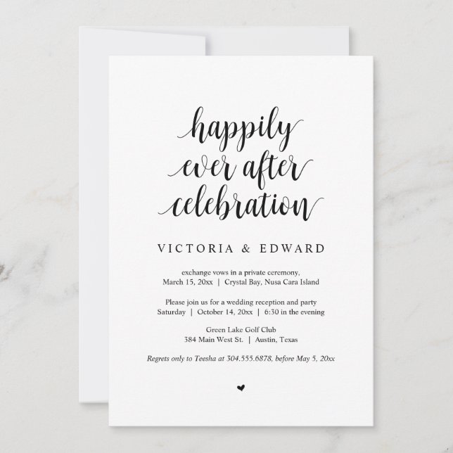 Invitación Boda Elopement, felizmente después de la celebraci (Anverso)