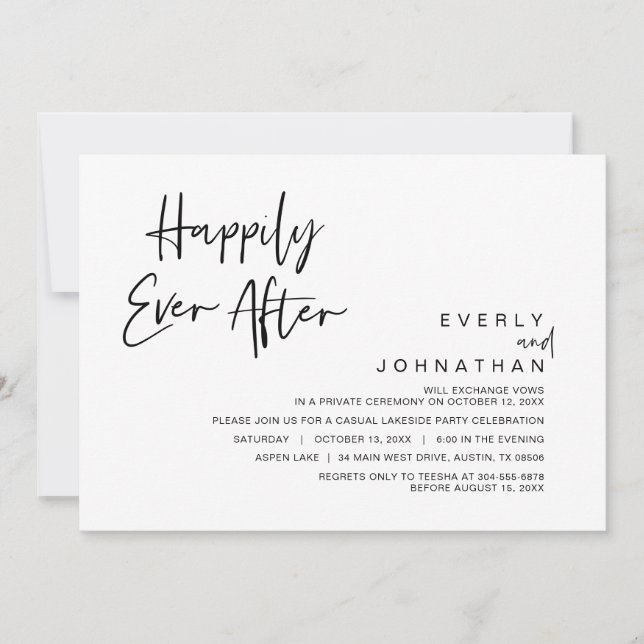 Invitación Boda Elopement, felizmente después de la celebraci (Anverso)