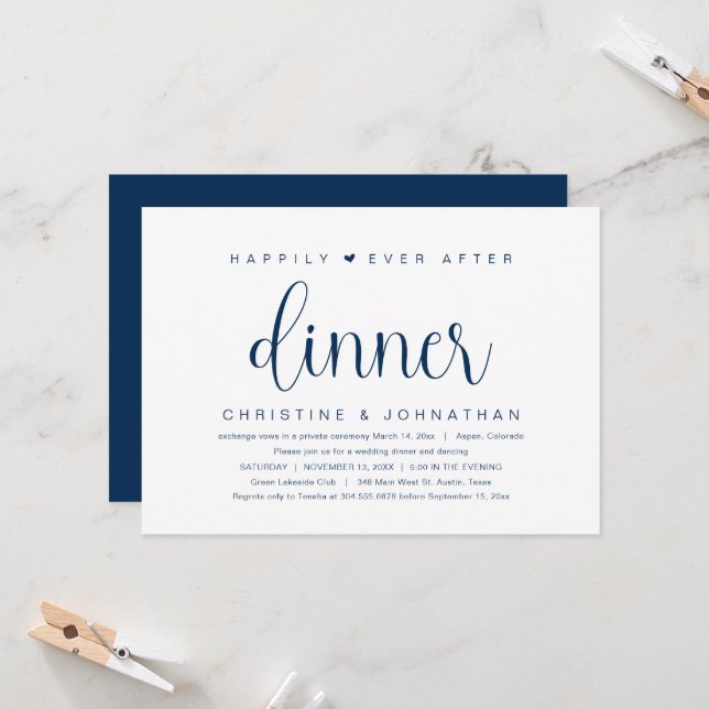 Invitación Boda Elopement, felizmente después de la invitació (Anverso/Reverso In Situ)