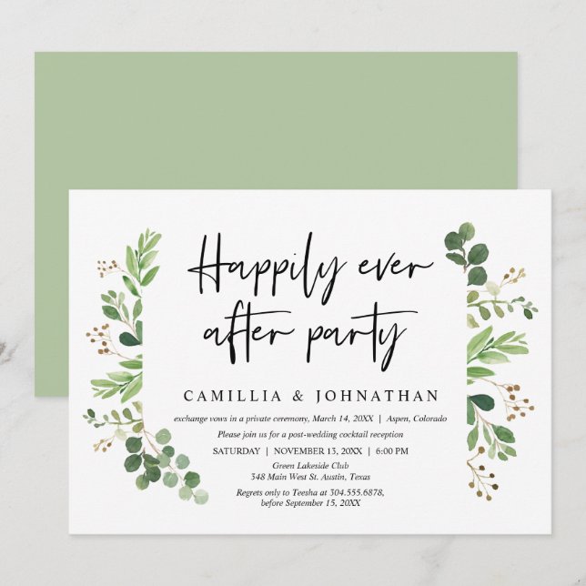 Invitación Boda Elopement, felizmente nunca después de Fiesta (Anverso / Reverso)