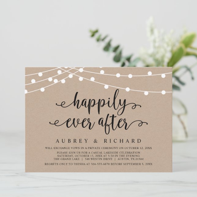 Invitación Boda Elopement Fiesta Casual Para Siempre  (Anverso de pie)