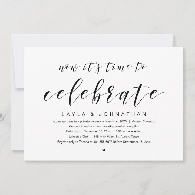 Invitación Boda Elopement Fiesta, es hora de celebrar (Anverso)