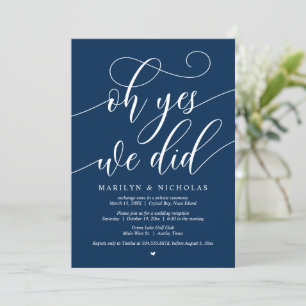 Invitación Boda Elopement Fiesta, Oh Sí, Lo Hicimos