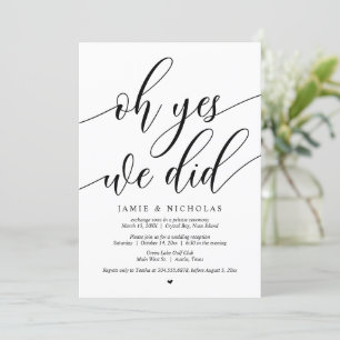 Invitación Boda Elopement Fiesta, Oh Sí, Lo Hicimos