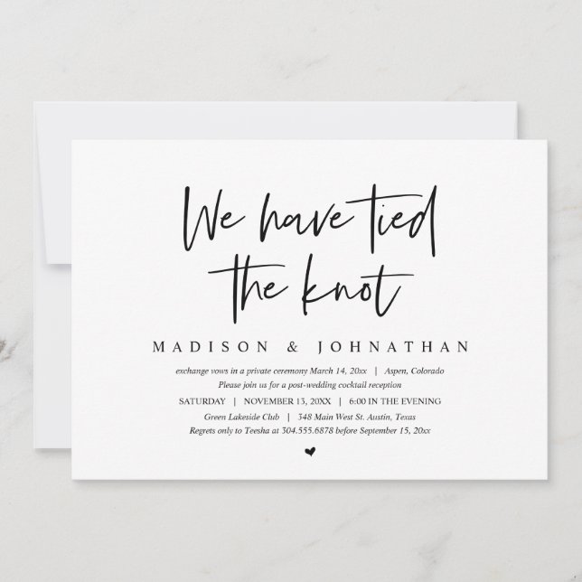 Invitación Boda Elopement, hemos atado el nudo (Anverso)