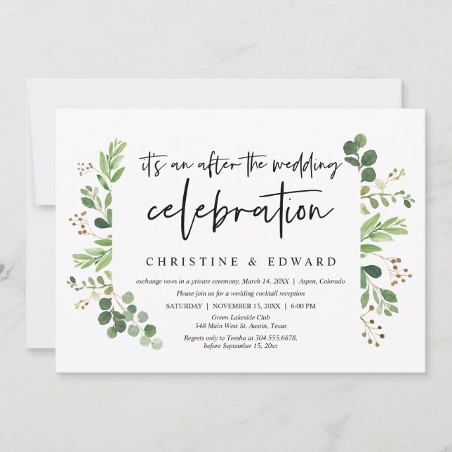Invitación Boda Elopement, luego de la celebración del boda (Anverso)