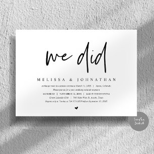 Invitación Boda Elopement, Minimalista moderno, lo hicimos