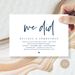 Invitación Boda Elopement, Minimalista moderno, lo hicimos fi