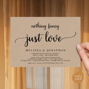 Invitación Boda Elopement, Nada Fancy Just Love Dinner