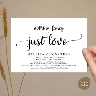 Invitación Boda Elopement, Nada Fancy Just Love Dinner