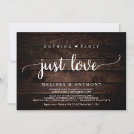 Invitación Boda Elopement, Nada Fancy Just Love Invitat