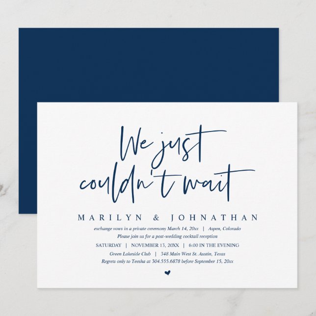 Invitación Boda Elopement, no podíamos esperar (Anverso / Reverso)