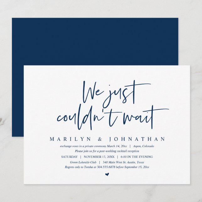 Invitación Boda Elopement, no podíamos esperar a Invitati (Anverso / Reverso)