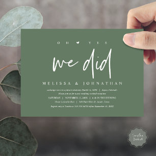 Invitación Boda Elopement, oh sí, lo hicimos