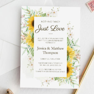 Invitación Boda Elopement Recepción Casual de Girasoles