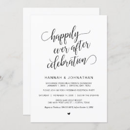 Invitación Boda Elopement, simple caligrafía negra