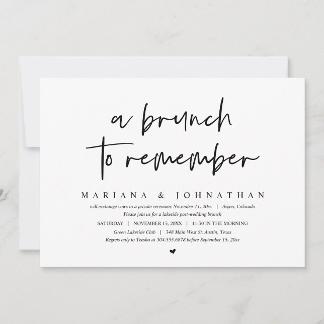Invitación Boda Elopement, Un Brunch Para Recordar (Anverso)