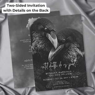 Invitación Boda Embrace Cuervo Blanco Negro Gótico de Dos Car