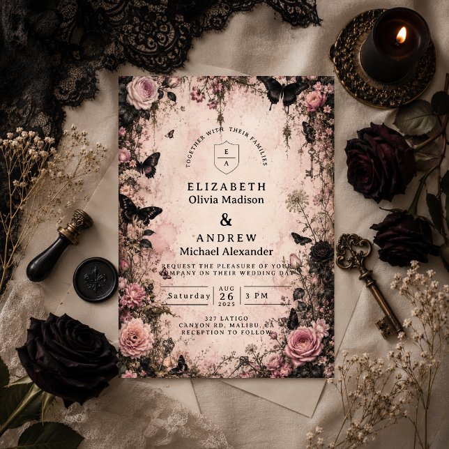 Invitación Boda Emo Rosa Gótica (Subido por el creador)