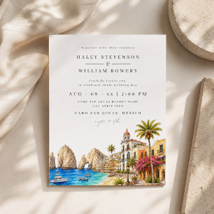 Invitación Boda en acuarela de Cabo San Lucas, México