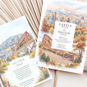 Invitación Boda en acuarela de Denver Colorado