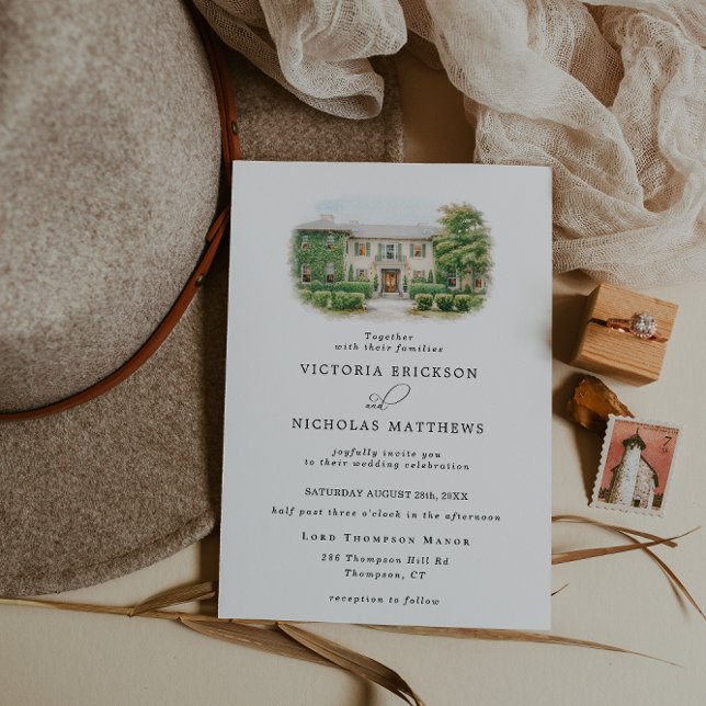 Invitación Boda en acuarela de Lord Thompson Manor (Subido por el creador)