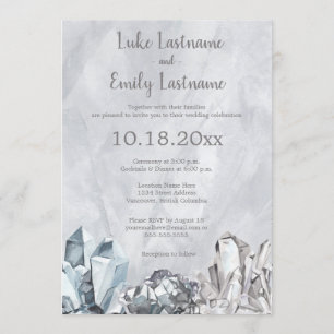 Invitación Boda en acuarela gris con geodas y piedras precios