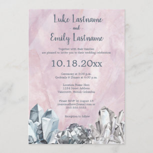 Invitación Boda en acuarela rosa con geodas y piedras precios