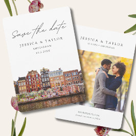 Invitación Boda en Ámsterdam Mercado de Flores Save the Date