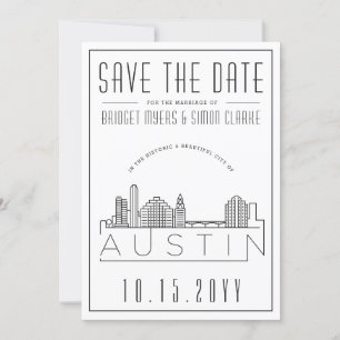 Invitación Boda en Austin   Cielo estilizado Avisa la fecha