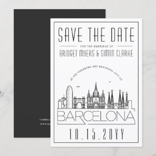 Invitación Boda en Barcelona Silueta Estilizada Fecha de la B