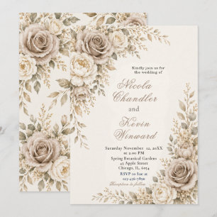 Invitación Boda en beige y marfil