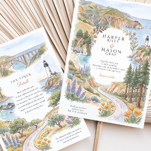 Invitación Boda en Big Sur CA Puente Bixby McWay Falls
