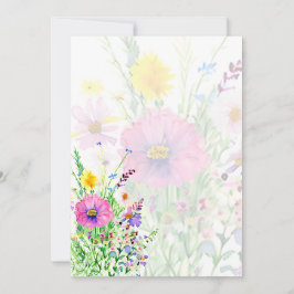 Invitación Boda en blanco con flores silvestres primaverales 