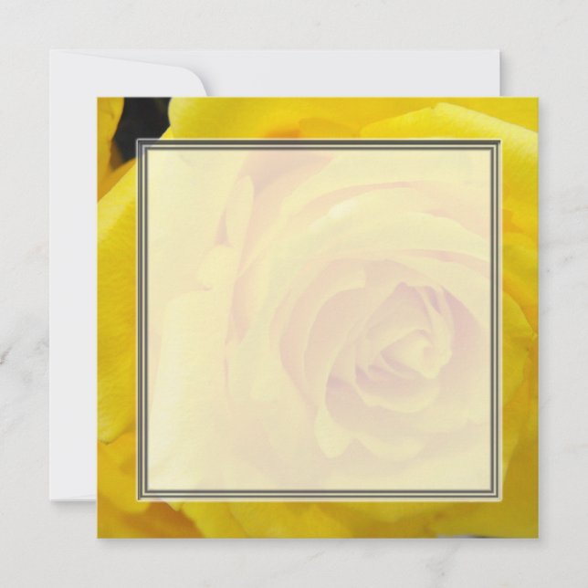Invitación boda en blanco de flor de rosa amarillo bonito, fi (Anverso)