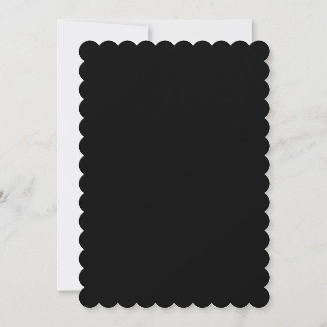 Invitación Boda en blanco del borde de la vieira negro simple (Anverso)