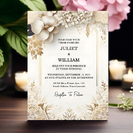 Invitación Boda en blanco elegante clásico formal