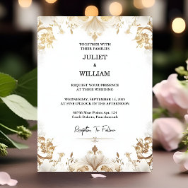 Invitación Boda en blanco elegante clásico y formal del escen