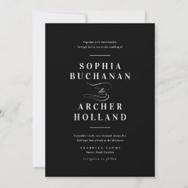 Invitación Boda en blanco y negro con caligrafía elegante