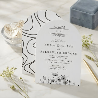 Invitación Boda en blanco y negro con caligrafía elegante