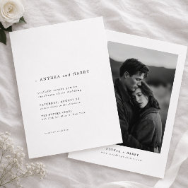 Invitación Boda en blanco y negro con tipografía serif modern