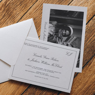 Invitación Boda en Blanco y Negro de Dinero Antiguo