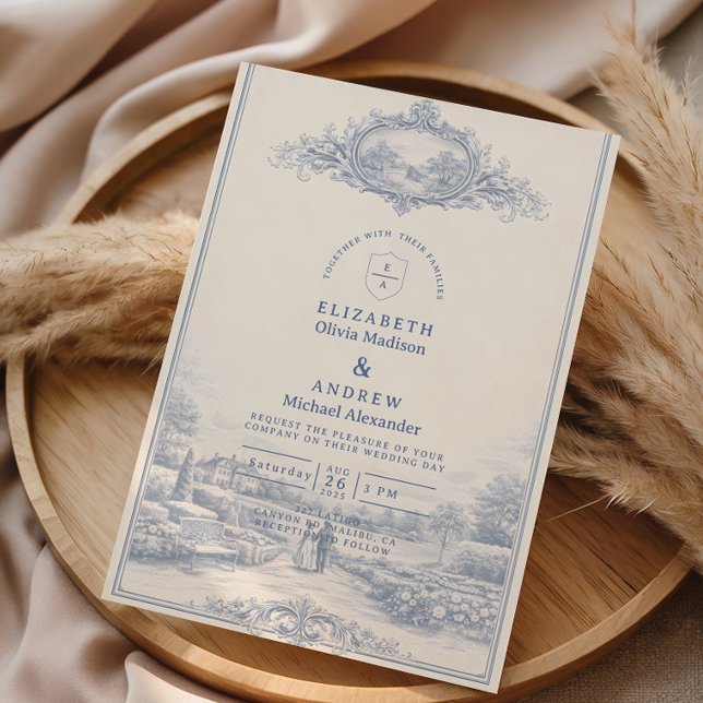Invitación Boda en Blue Toile Garden Estate (Subido por el creador)